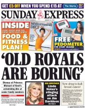 Daily Express Sunday Newspaper Front Page (UK) for 26 January 2014