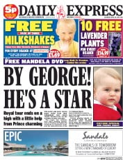 Daily Express Sunday (UK) Newspaper Front Page for 26 April 2014