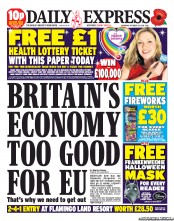 Daily Express Sunday Newspaper Front Page (UK) for 27 October 2012