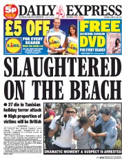 Daily Express Sunday Newspaper Front Page (UK) for 27 June 2015