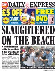 Daily Express Sunday Newspaper Front Page (UK) for 27 June 2015