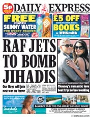 Daily Express Sunday (UK) Newspaper Front Page for 27 September 2014