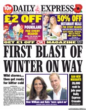 Daily Express Sunday (UK) Newspaper Front Page for 2 November 2013