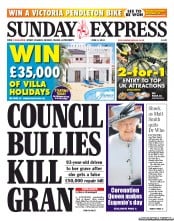 Daily Express Sunday (UK) Newspaper Front Page for 2 June 2013