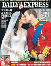 Daily Express Sunday (UK) Newspaper Front Page for 30 April 2011