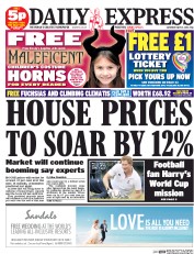 Daily Express Sunday (UK) Newspaper Front Page for 31 May 2014