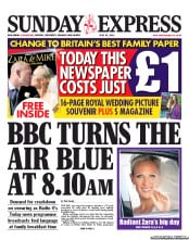 Daily Express Sunday (UK) Newspaper Front Page for 31 July 2011