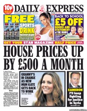 Daily Express Sunday Newspaper Front Page (UK) for 31 August 2013