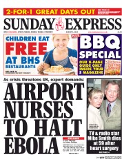 Daily Express Sunday (UK) Newspaper Front Page for 3 August 2014