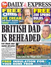 Daily Express Sunday Newspaper Front Page (UK) for 4 October 2014