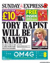 Daily Express Sunday (UK) Newspaper Front Page for 4 November 2012