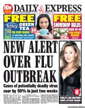Daily Express Sunday (UK) Newspaper Front Page for 5 January 2013
