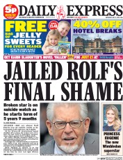 Daily Express Sunday (UK) Newspaper Front Page for 5 July 2014