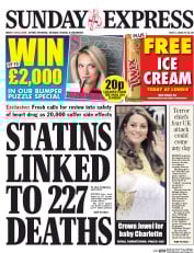 Daily Express Sunday (UK) Newspaper Front Page for 5 July 2015