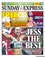Daily Express Sunday (UK) Newspaper Front Page for 5 August 2012