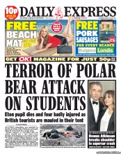 Daily Express Sunday Newspaper Front Page (UK) for 6 August 2011