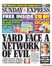Daily Express Sunday (UK) Newspaper Front Page for 7 July 2013