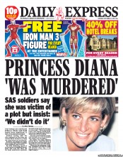 Daily Express Sunday (UK) Newspaper Front Page for 7 September 2013