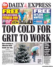 Daily Express Sunday (UK) Newspaper Front Page for 8 December 2012