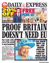 Daily Express Sunday (UK) Newspaper Front Page for 8 June 2013