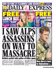 Daily Express Sunday (UK) Newspaper Front Page for 8 September 2012