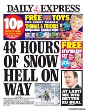 Daily Express Sunday (UK) Newspaper Front Page for 9 February 2013