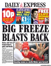 Daily Express Sunday (UK) Newspaper Front Page for 9 March 2013