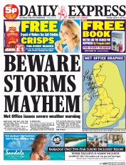Daily Express Sunday (UK) Newspaper Front Page for 9 August 2014