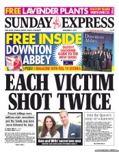 Daily Express Sunday (UK) Newspaper Front Page for 9 September 2012