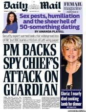 Daily Mail (UK) Newspaper Front Page for 10 October 2013
