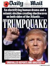 Daily Mail (UK) Newspaper Front Page for 10 November 2016