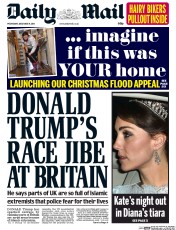 Daily Mail (UK) Newspaper Front Page for 10 December 2015