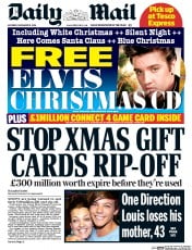 Daily Mail (UK) Newspaper Front Page for 10 December 2016
