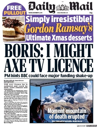 Daily Mail Newspaper Front Page (UK) for 10 December 2019