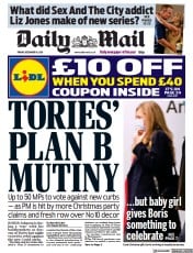 Daily Mail (UK) Newspaper Front Page for 10 December 2021