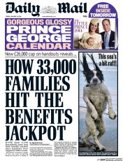 Daily Mail (UK) Newspaper Front Page for 10 January 2014