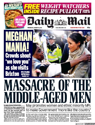 Daily Mail Newspaper Front Page (UK) for 10 January 2018