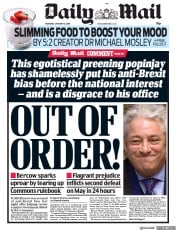 Daily Mail (UK) Newspaper Front Page for 10 January 2019
