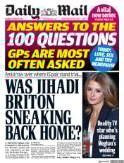Daily Mail (UK) Newspaper Front Page for 10 February 2018