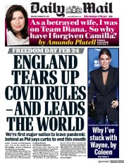 Daily Mail (UK) Newspaper Front Page for 10 February 2022
