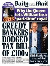 Daily Mail (UK) Newspaper Front Page for 10 March 2016