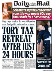 Daily Mail (UK) Newspaper Front Page for 10 March 2017