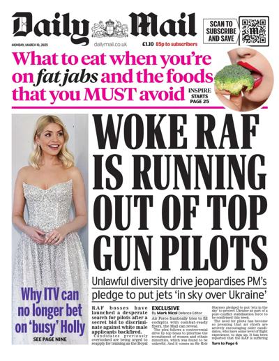 Daily Mail Newspaper Front Page (UK) for 10 March 2025