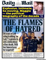 Daily Mail (UK) Newspaper Front Page for 10 April 2013