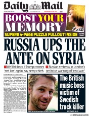 Daily Mail (UK) Newspaper Front Page for 10 April 2017