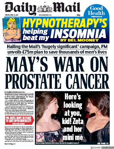 Daily Mail Newspaper Front Page (UK) for 10 April 2018