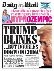 Daily Mail front page for 10 April 2025