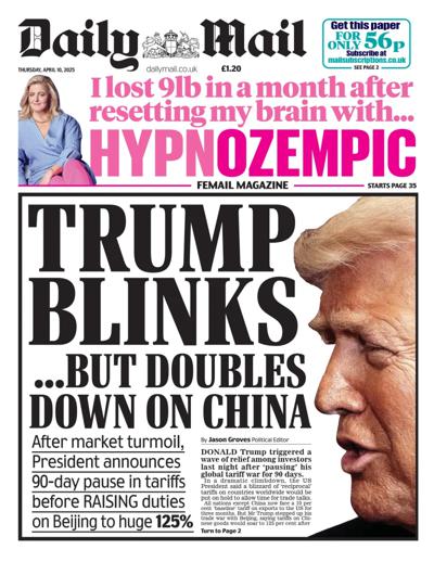Daily Mail Newspaper Front Page (UK) for 10 April 2025