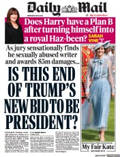 Daily Mail (UK) Newspaper Front Page for 10 May 2023