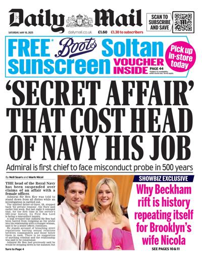 Daily Mail Newspaper Front Page (UK) for 10 May 2025